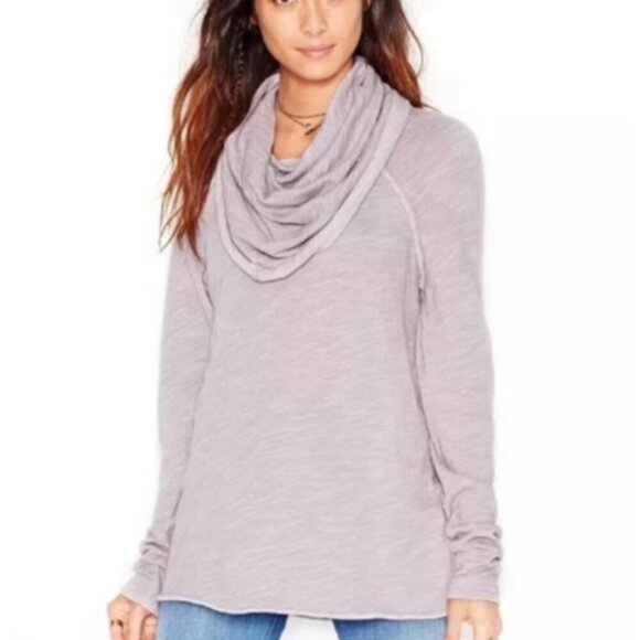 Free People Gray Cowl Neck Sweatshirt - Picture 1 of 7